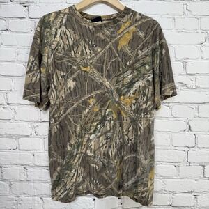 Vintage‎ Mossy Oak T Shirt Mens Large Shadow Branch Camo Hunting Gorpcore Fade